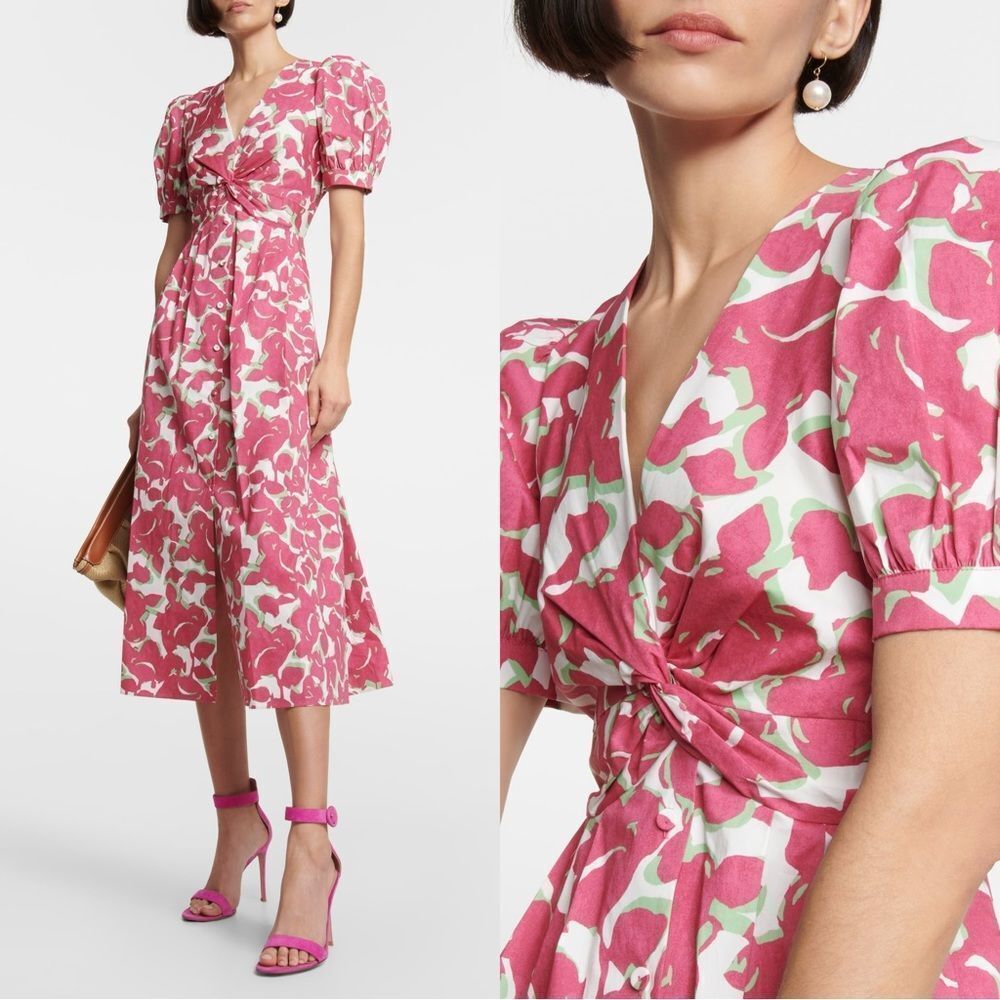 Diane Von Furstenberg Pink and White Midi Dress - Picture 1 of 12